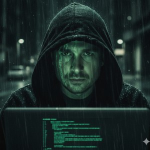 Mr. Robot tarzında bir hacker resimi